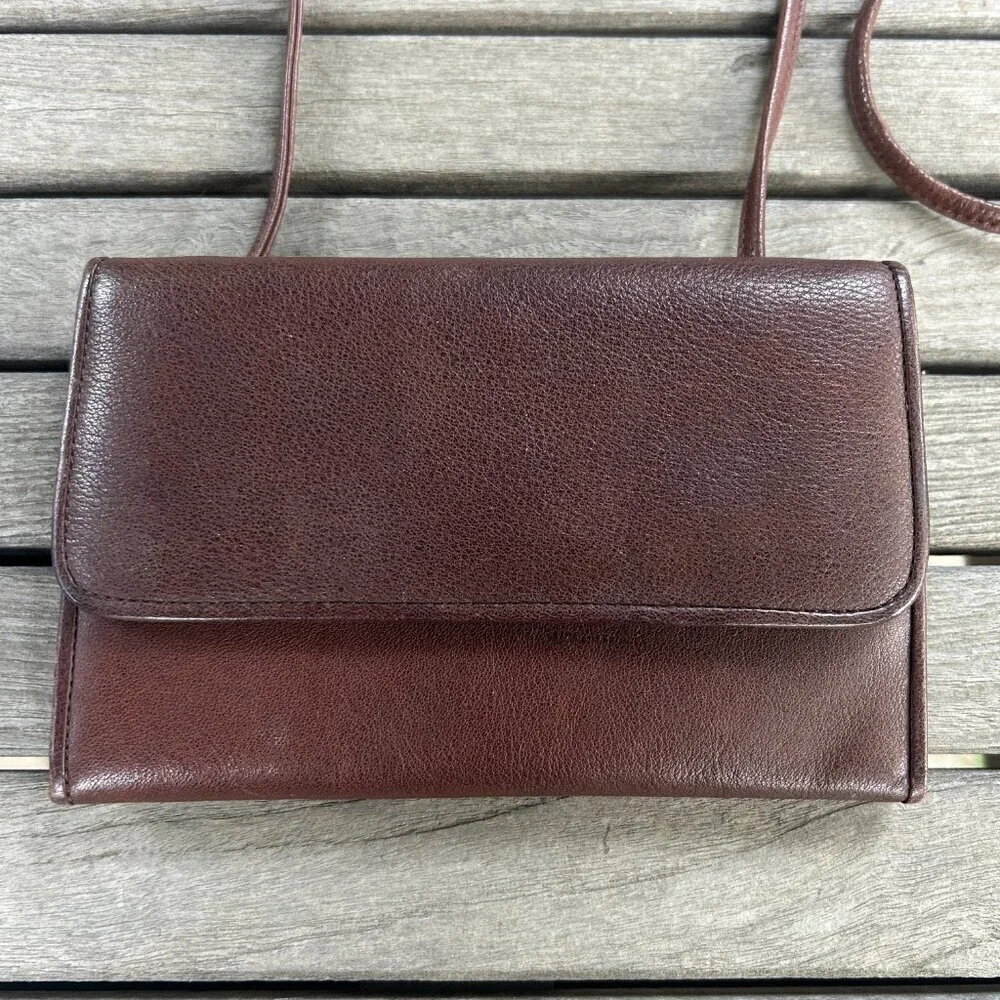 Boulder Ridge Brown Leather Folding Crossbody Bag Wallet